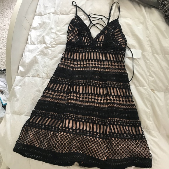 ASTR Crocheted Black Tank Dress W/ Slip - Picture 2 of 4